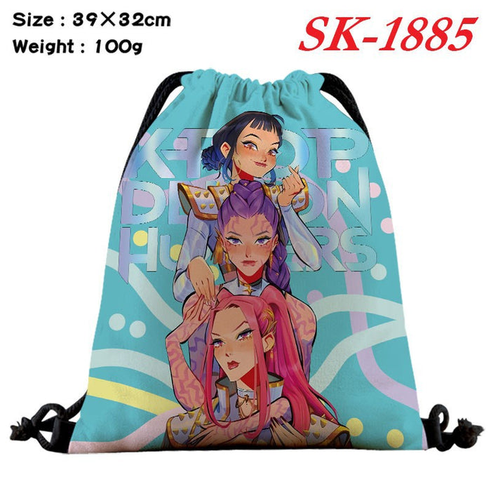 Wholesale Kpop drawstring storage bag with large capacity and full color design also functions as a shopping bag
