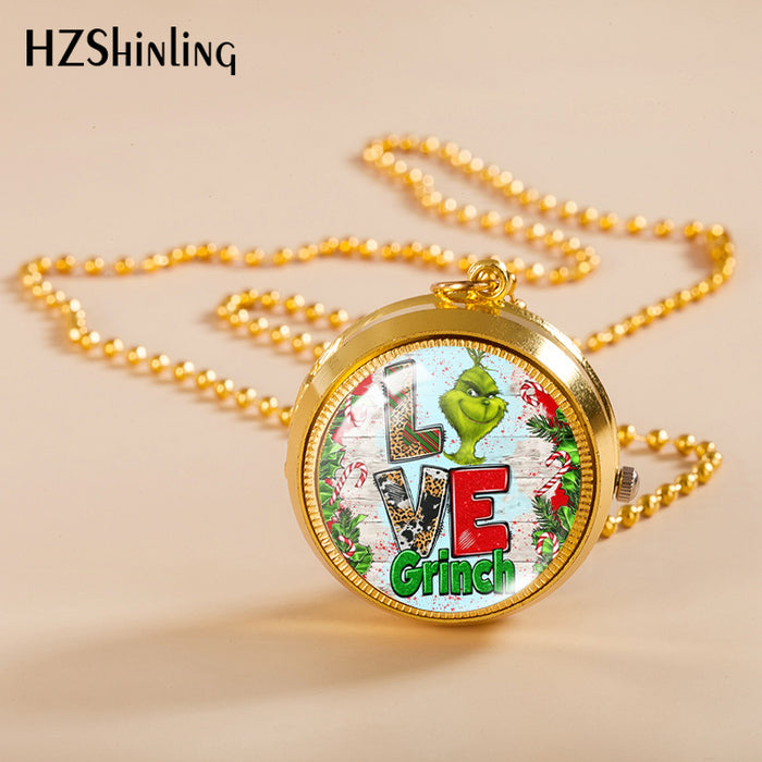 Wholesale Alloy Christmas Monster Grinch Rotating Pocket Watch JDC-PH-XiangL002