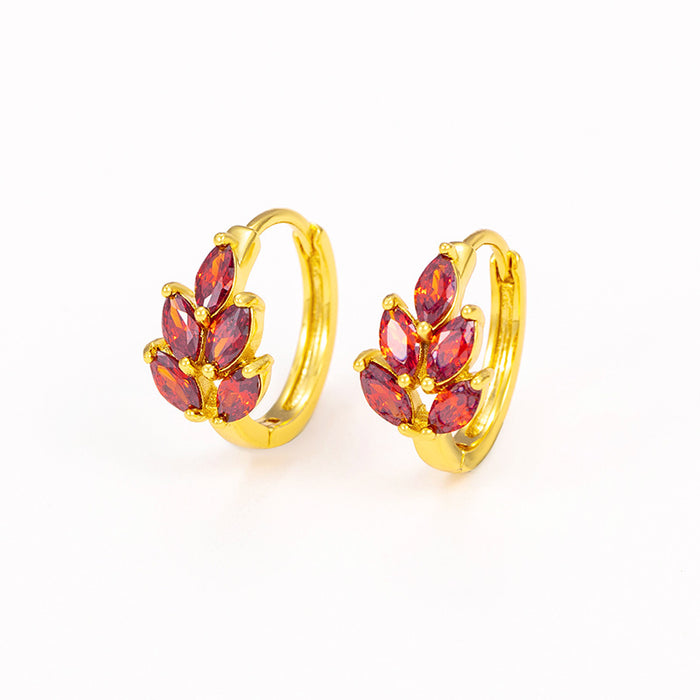 Wholesale Artificial Gemstone Leaf Temperament Earrings Gold-plated Wheat Ear Earrings JDC-ES-XP009