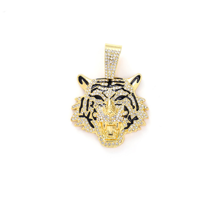 Wholesale 3D Diamond Tiger Pendant Alloy Men's Necklace JDC-NE-QingR008