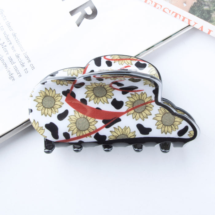Wholesale Small heart,  sunflower,  cow pattern,  imitation acetate Hair Clips