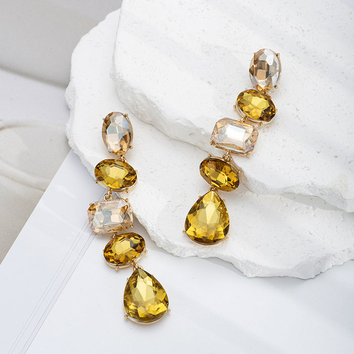 Wholesale Geometric glass diamond studded earrings