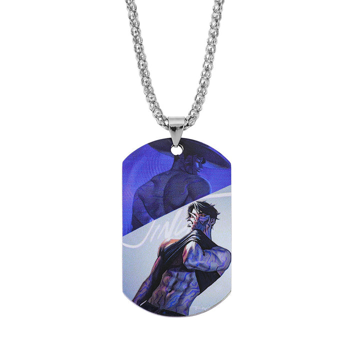 Wholesale K-pop Stainless Steel Metal Printed Pendant Necklace
