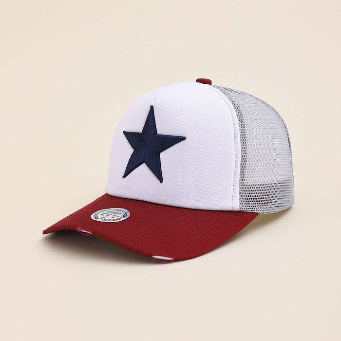 Wholesale Five-pointed star three-dimensional embroidery baseball cap outdoor sports sun protection breathable back mesh peaked cap