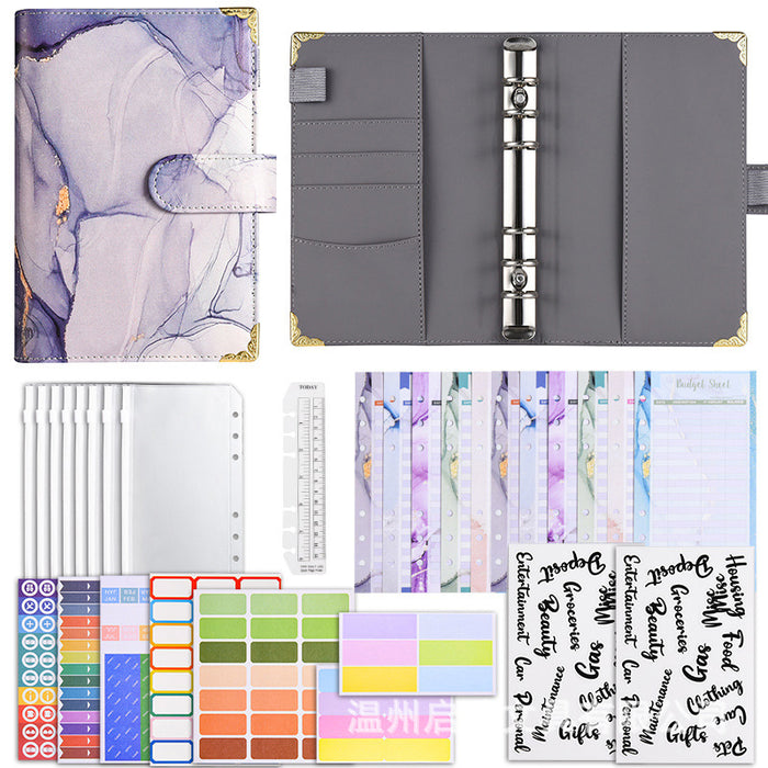 Wholesale Binder Zipper Bag Macaron Notebook Leather Pu Loose-Leaf Cash Budget Notebook