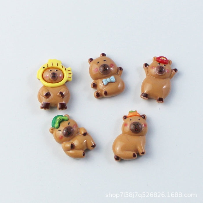 Wholesale Cartoon Capybara Material Trinkets Cream Glue Accessories Handmade Capibara Resin Accessories Patch Hairpin