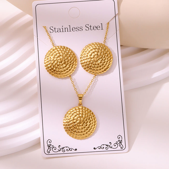 Wholesale RetroEarrings Necklace Stainless Steel Gold-Plated Jewelry