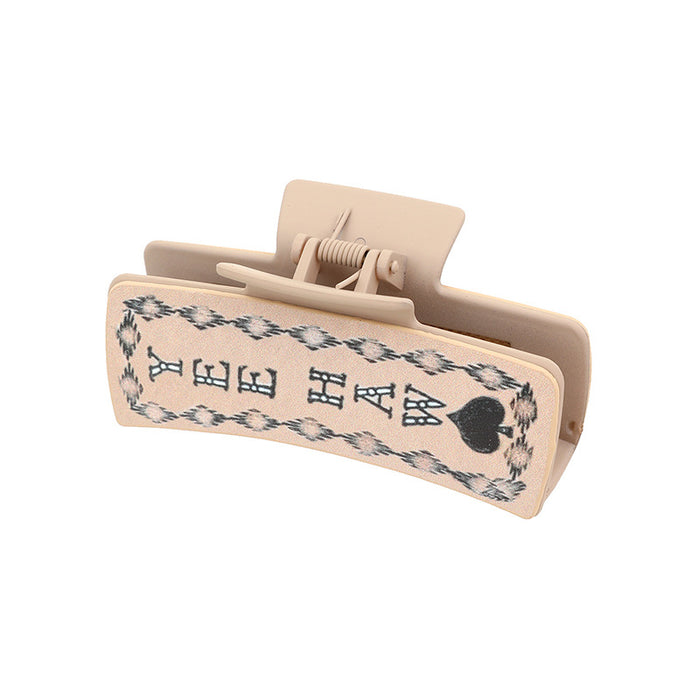 Wholesale Western Denim Style Cactus English Letters Leather Women' s Hairpin Grab Clip Shark Clip