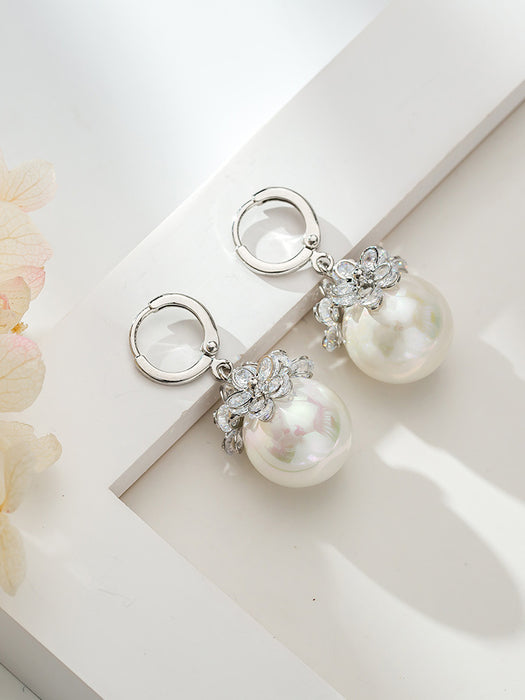 Wholesale Zircon diamond ball copper earrings