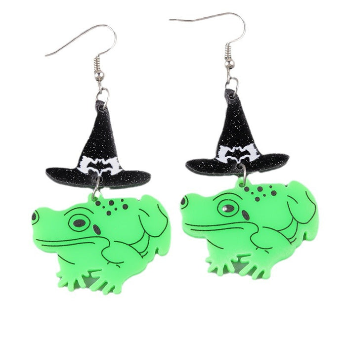 Wholesale  Creative Fun Earrings Green Series Frog Snake Acrylic Earrings Funny Personality Earrings Ear Accessories
