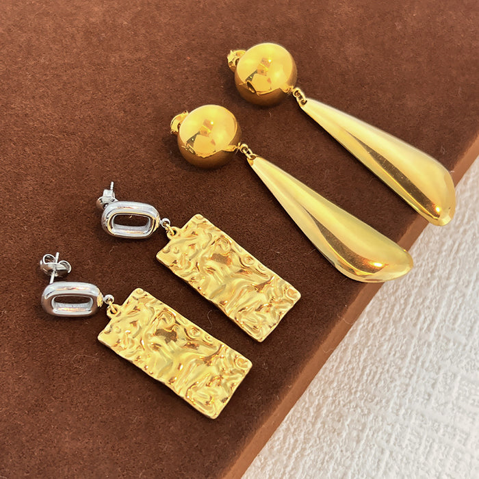 Wholesale Stainless Steel Geometric Teardrop Luxury Earrings