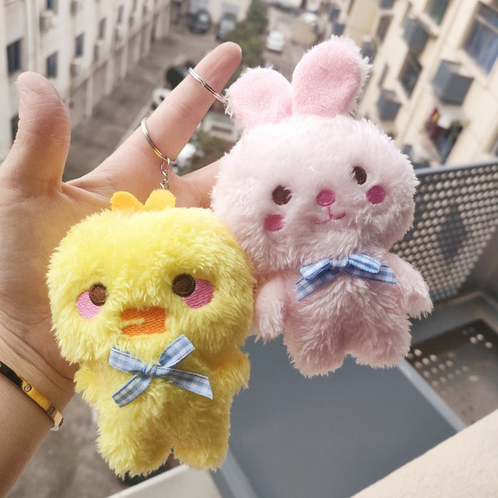 Wholesale New Rabbit Plush Toy Bear Doll Creative Frog Keychain Yellow Duck Bag Hanging Accessories JDC-KC-RC005