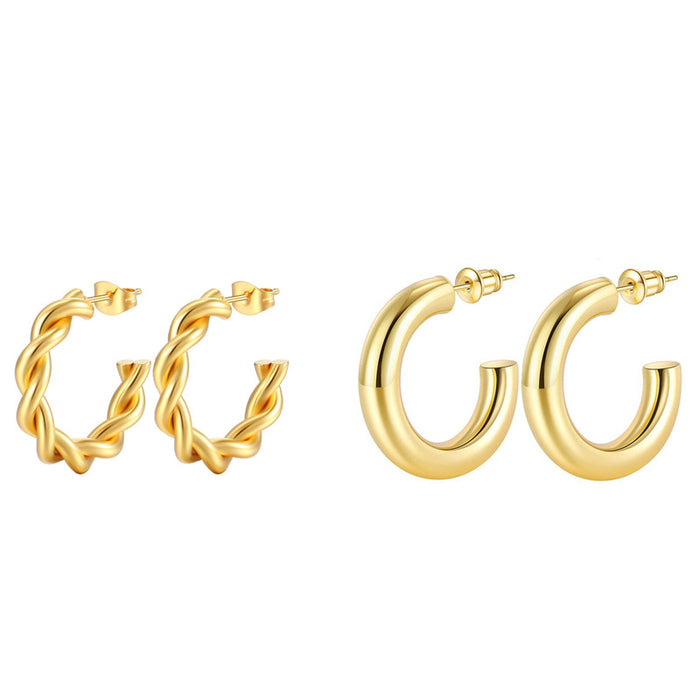 Wholesale Copper plated real gold exaggerated earrings with a high-end feel, trendy geometric earrings, and simple design