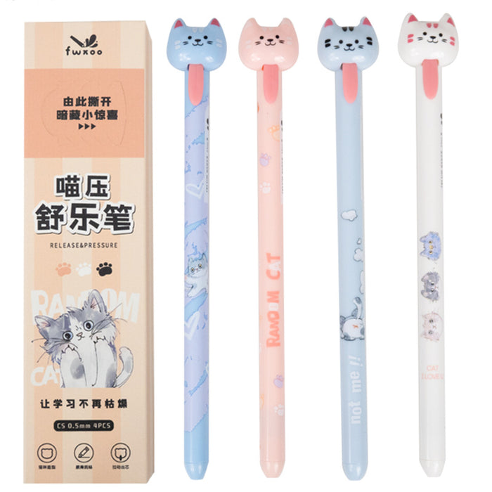 Wholesale 4pcs/pack Cute Dog-Shaped Pull-Out Tongue Gel Pen Plastic 0. 5mm