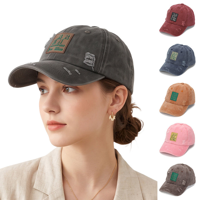 Wholesale Trendy Vintage Washed Cotton Baseball Cap Distressed Geometric Pattern Sun Hat for Resale