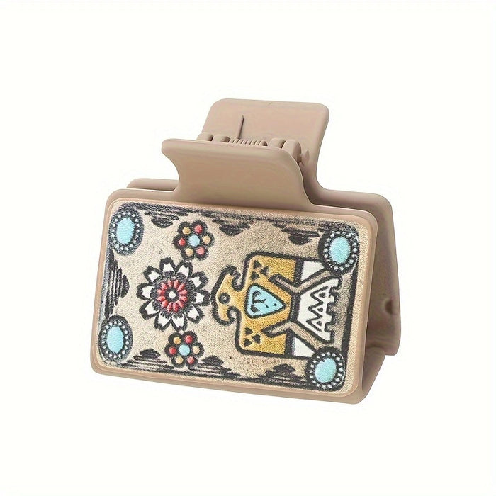 Wholesale Western Style Medium Leather Hairpin Sunflower Shark Clip Women' s Grab Clip