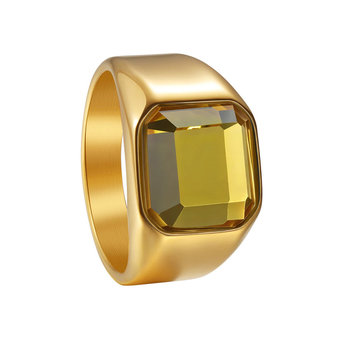 Wholesale Titanium Steel Electroplated Men' s Ring with Multi-Color Stones - Boutique Resale