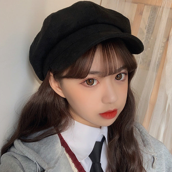 Wholesale Suede hat duck tongue octagonal hat retro beret painter hat man