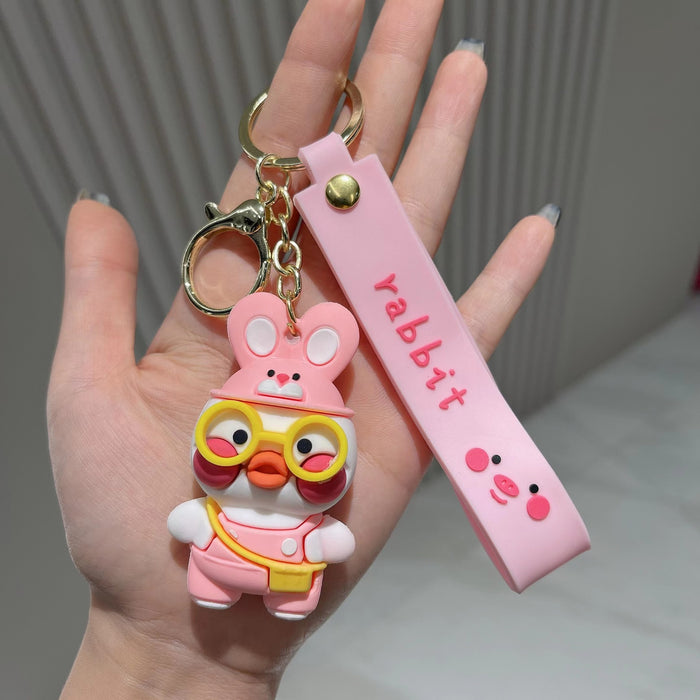 Wholesale Cartoon Cute Little Yellow Duck PVC Keychain JDC-KC-MRan010