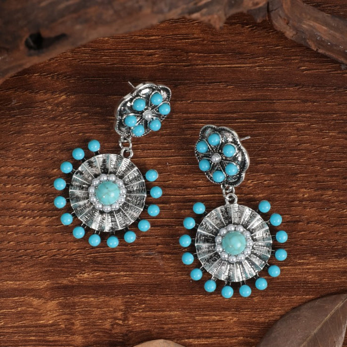 Wholesale Ethnic Style Turquoise Earrings JDC-ES-JunJie004