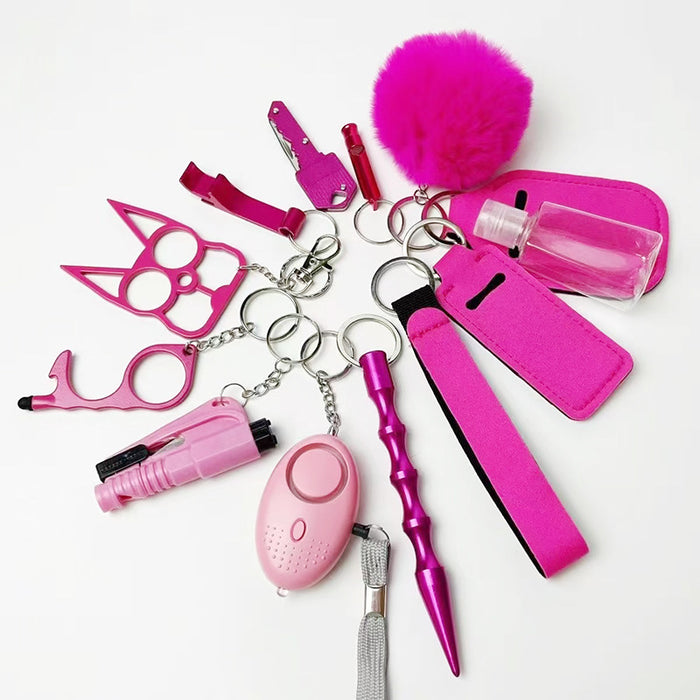 Wholesale Black Alloy Multifunctional 13 Piece Self Defense Keychain Set Outdoor Keyring Gift Everyday Carry Resale