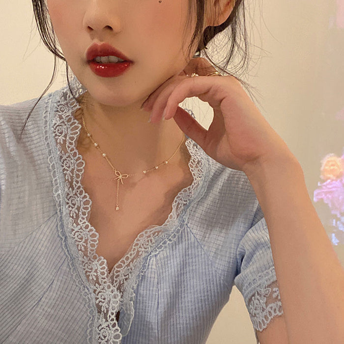 Wholesale Butterfly Knot Neck Chain, New Light Luxury, Niche Design, Clavicle Chain, Simple Accessories