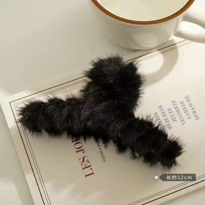 Wholesale Large plush claw clip,  brown color