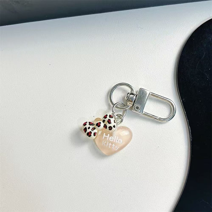Wholesale Translucent Leopard Print Keychain Silver School Bag Pendant