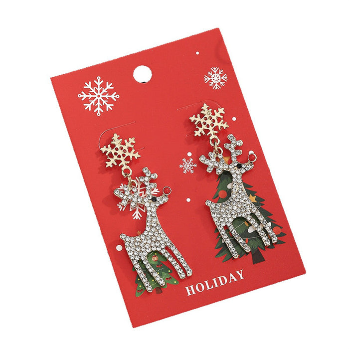 Wholesale New Christmas Earrings Cartoon Cute Creative Geometric Asymmetrical Christmas Tree Elk Earrings