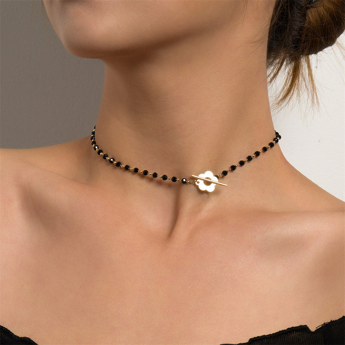Wholesale New Jewelry Colored Crystal Glass Bead Chain OT Buckle Necklace Neck Chain Collar