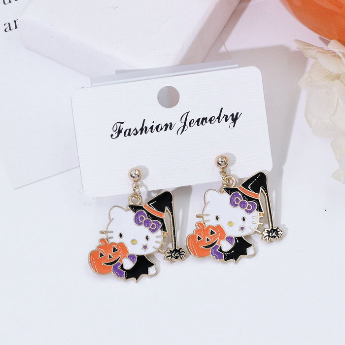 Wholesale Electroplated Metal  Earrings Cute Ghost Pumpkin Design Fashion Accessory MOQ≥2