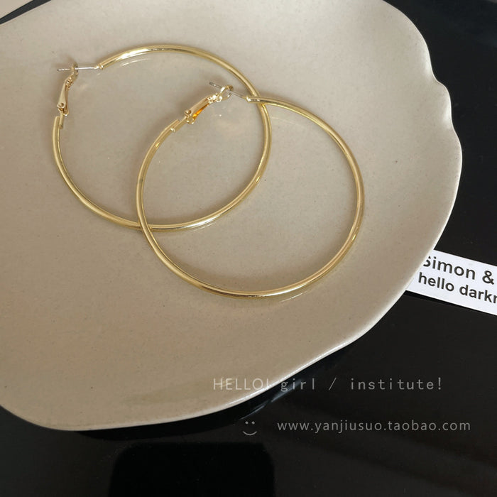 Wholesale Simple plain circle earrings, light luxury, niche earrings, high-end feel, unique temperament, ear rings