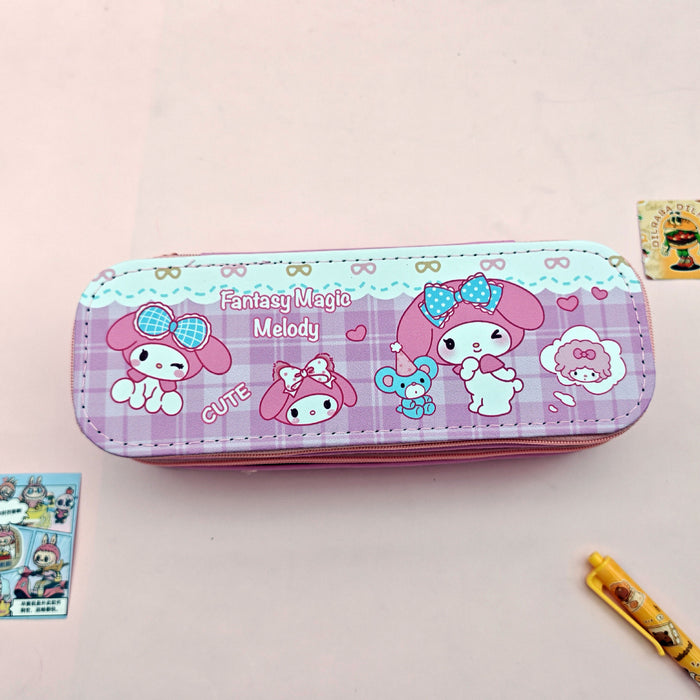 Wholesale Cute Double Layer Cloth Pencil Case Large Capacity