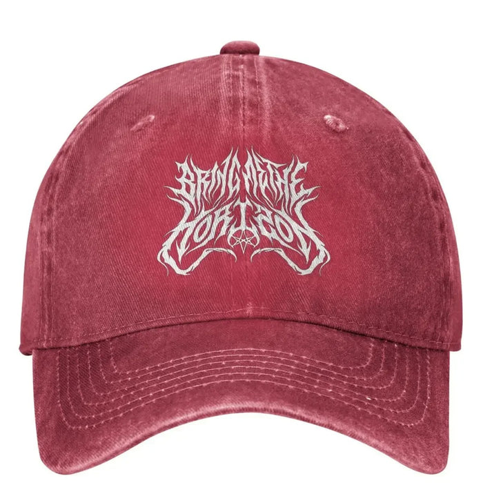 Wholesale Black Pentagram Print Baseball Cap Soft Dome Adjustable Curved Brim Vintage Band Style Hat Summer Sun Protection Fashion Accessory