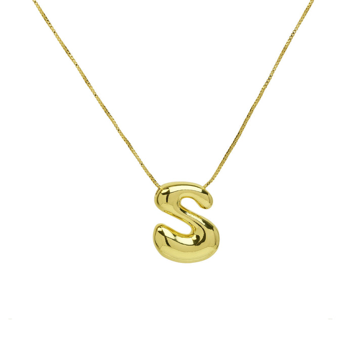 Wholesale 18k Brass Glossy Balloon 26 English Letters Necklace JDC-NE-BaiYi002