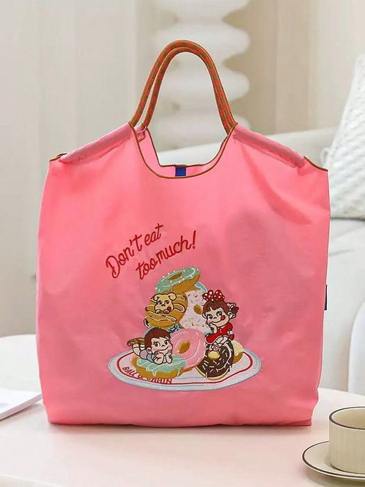 Wholesale Cartoon Embroidered Bag Embroidered Canvas Bag Large Capacity Shopping Bag Shoulder Bag
