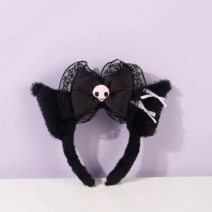 Wholesale Cute Bow Lace Plush Rabbit Ear Hair Band Women Wash Face Hair Band