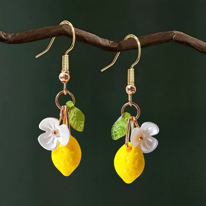 Wholesale Plastic Resin Lemon Earrings Handmade Fruit Jewelry Trendy Summer Fashion Accessory