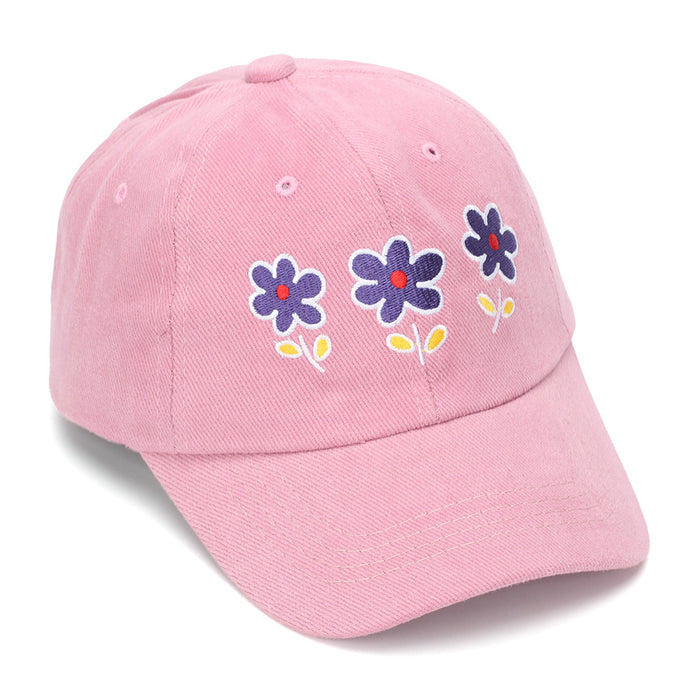 Wholesale Embroidered Flower Baseball Cap for Girls - Trendy Sun Hat with Curved Brim