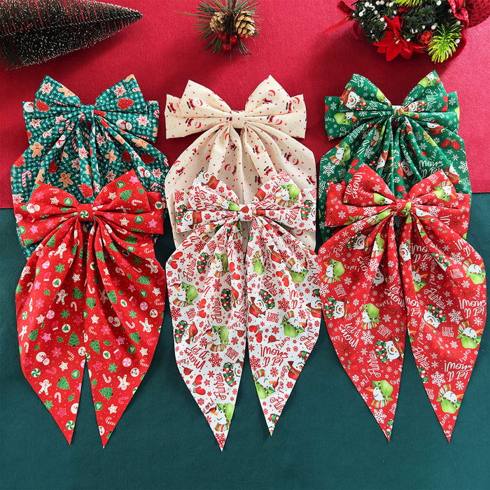 Wholesale Christmas gingerbread man bow hairpin  ribbon spring clip back of the head hairpin hair accessories