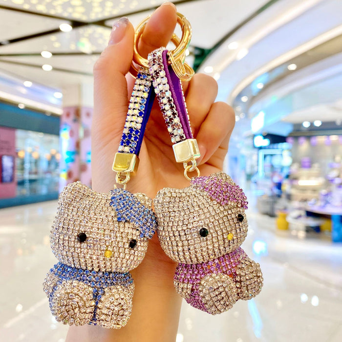 Wholesale diamond-encrusted cute doll car keychain fashion ladies bag pendant JDC-KC-ShuoT002