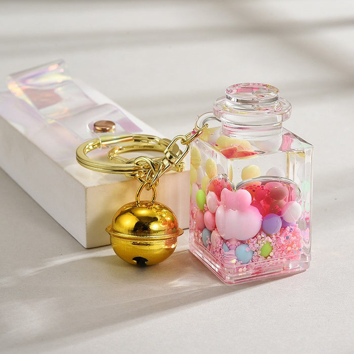 Wholesale Acrylic Bead-Filled Oil Bottle Pendant Keychain