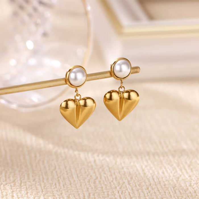 Wholesale Stainless Steel Earrings Double-Layer Glossy  Geometric Earrings