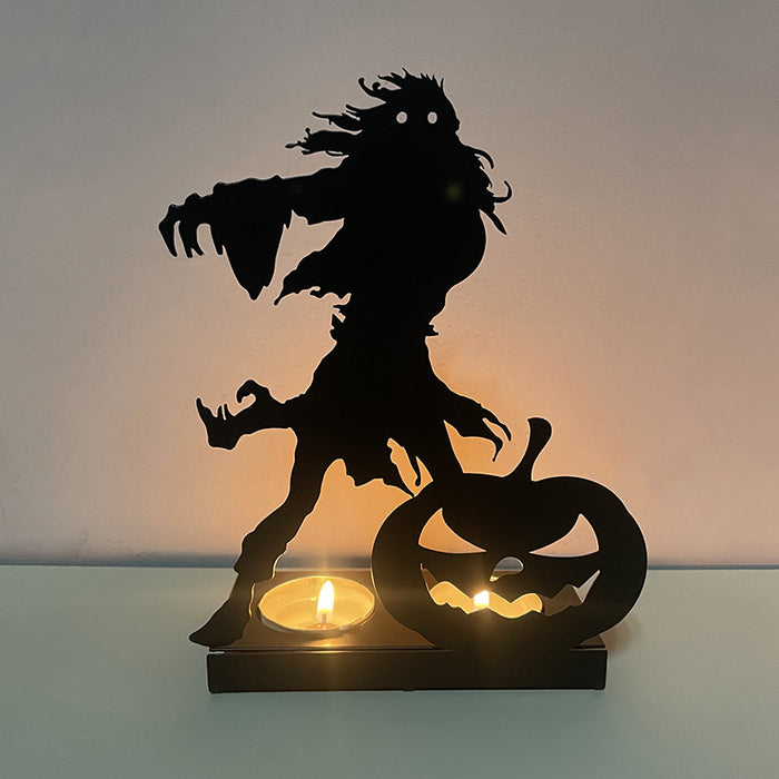 Wholesale Halloween Pumpkin Lantern Skeleton Candle Holder Iron Art Decoration JDC-OS-YFT003