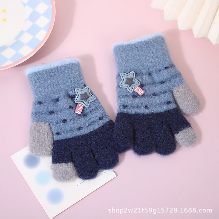 Wholesale Cute Star-Shaped Cold-Weather Knitted Gloves