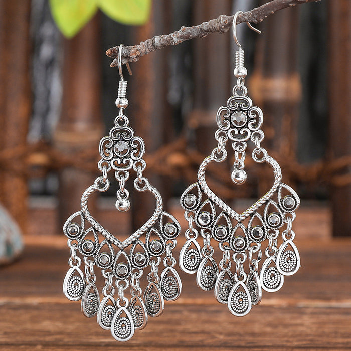 Wholesale Bohemian Tassel Earrings Vintage Ethnic Style Alloy Geometric Jewelry Accessory MOQ≥2