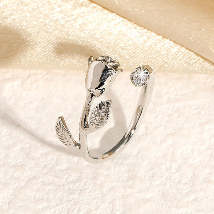 Wholesale Rose ring for women, sweet, fresh and personalized. Finger ring, simple and versatile. Handmade for women