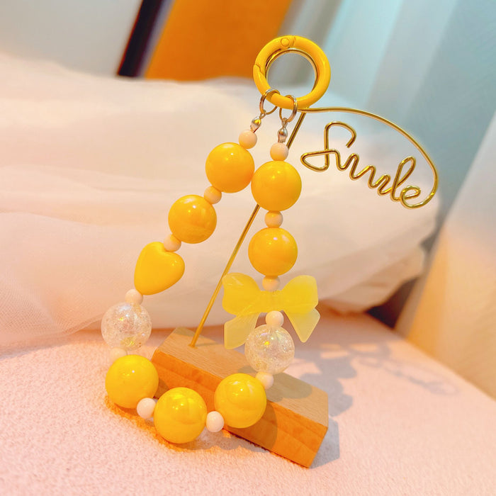 Flower Beaded Mobile Phone Chain Keychain Pendant Bag Decorative Hanging Ornaments