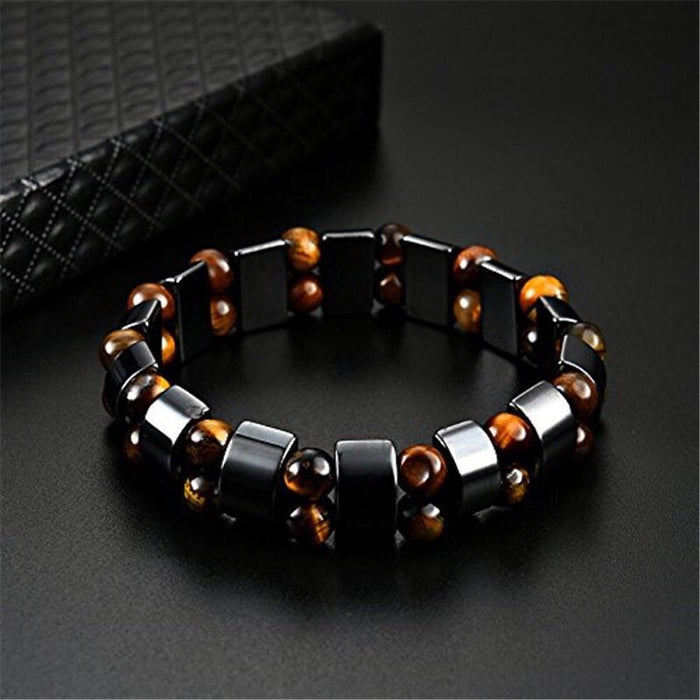 Wholesale Tiger Eye Stone black stone magnetic bracelet unisex elastic rope magnet bracelet