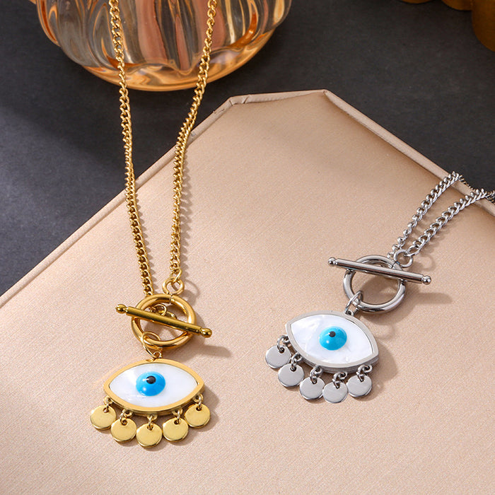 Wholesale Evil Eye Titanium Steel Clavicle Necklace